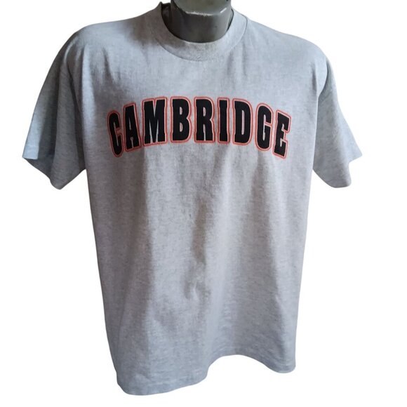 Vintage Mens T-shirt Large Single Stitch Gray 1990's Cambridge Nebraska FTL USA - Picture 1 of 6